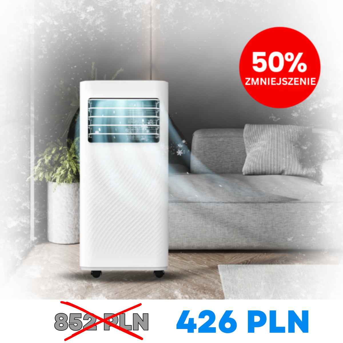 Klimatyzator przenośny FreezeNow w salonie