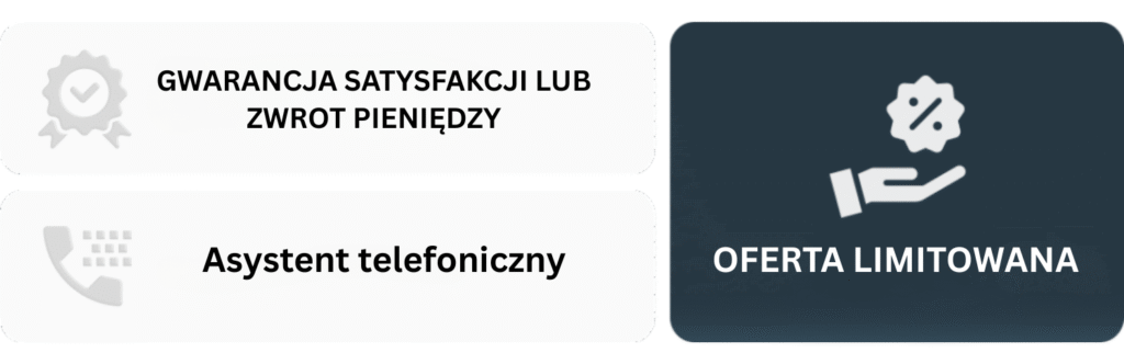 Trust badges - Gwarancja satysfakcji, Asystent telefoniczny, Oferta limitowana